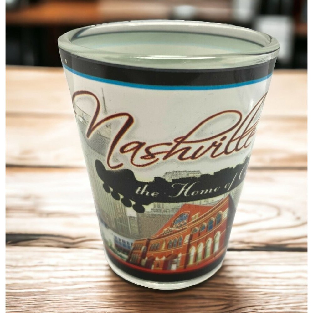 Nashville TN Shot Glass Home of Country Music Guitar Boot Grande Ole Opry